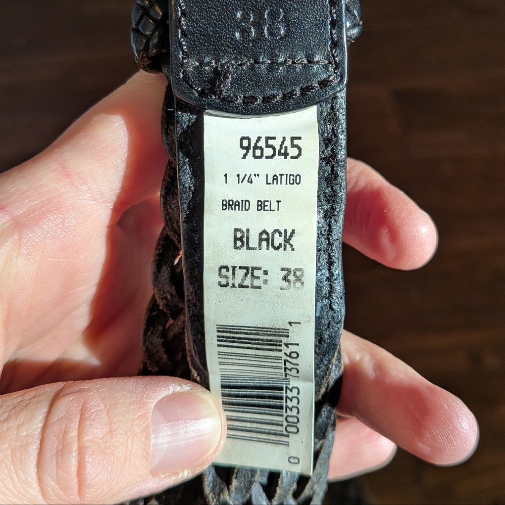 Red Wing Shoes Black Braided Leather Belt Size 38 - Picture 5 of 5